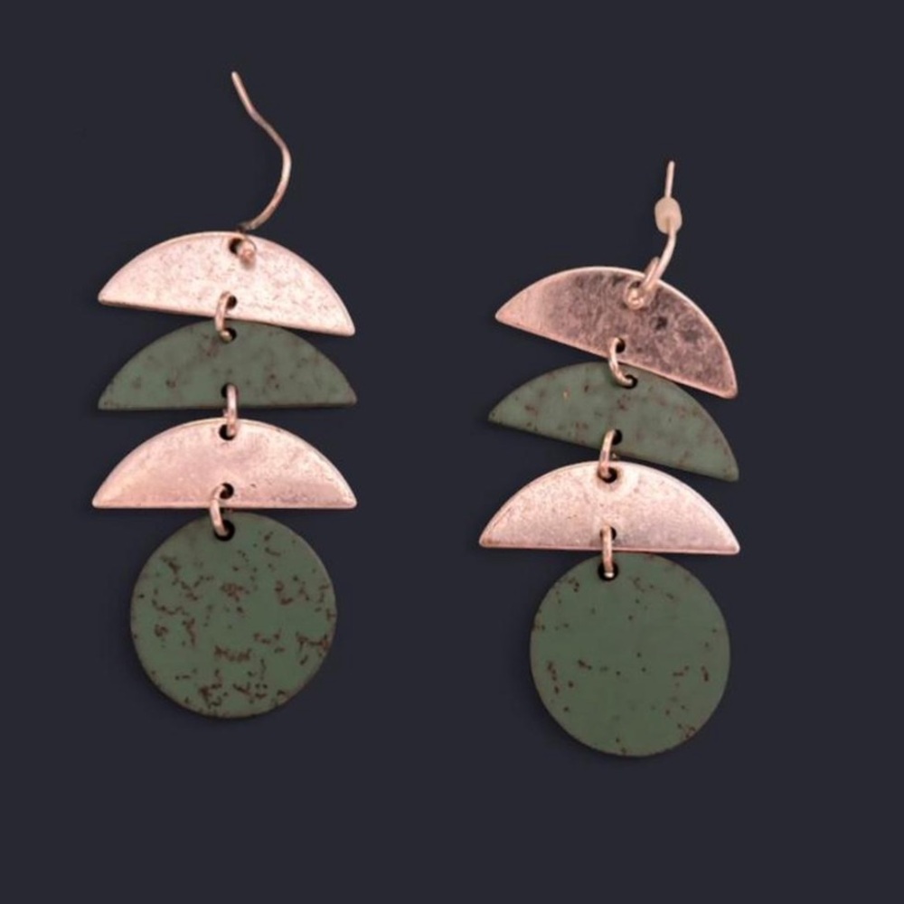 Charming Charlie Silver and Turquoise Layered Geometric Drop Earrings